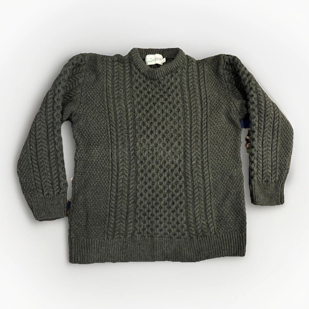 Original Aran Co 100% Merino Wool Sweater Women's Sz XL Green Made in Ireland